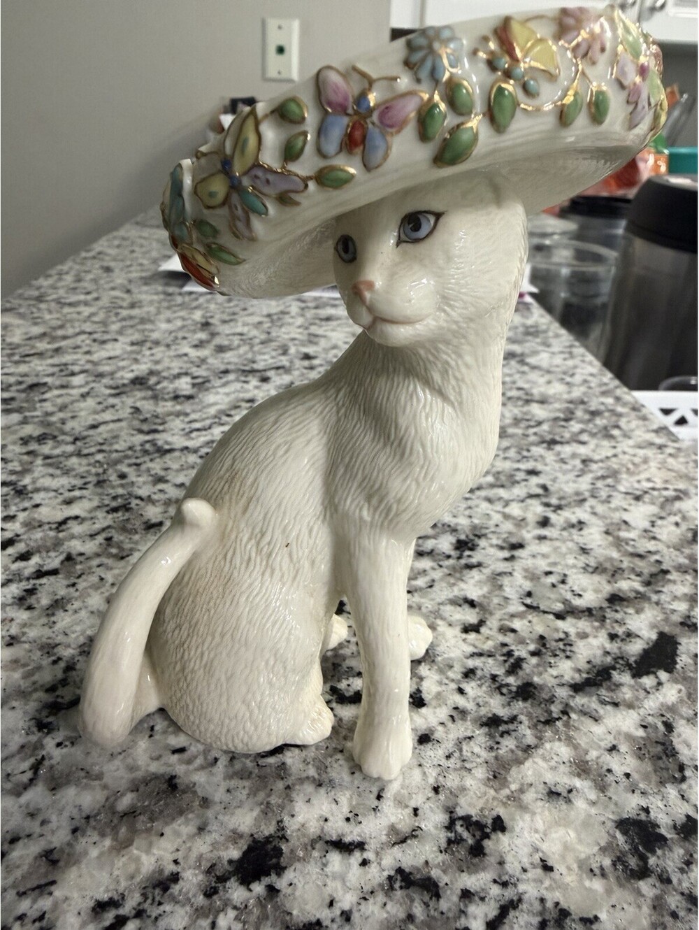 Vintage Lenox Cat With Butterfly Sun Hat